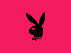 粉紅色背景上帶有蝴蝶結的黑色Playboy兔子標誌 — 花花公子 GIF 壁紙