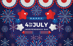 7月4日美國獨立日快樂，有紅、白、藍煙火和氣球。 — 獨立紀念日 壁紙