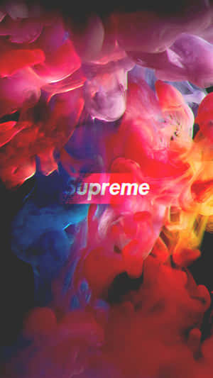 帶有 Supreme 標誌的抽象彩色墨水漩渦 — Valorant iPhone 壁紙