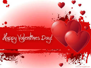 漸變背景上的紅色心形和飛濺，帶有「Happy Valentines Day!」文字。 — 4:3 壁紙
