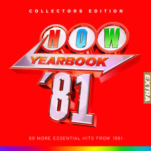 Now Yearbook 81 專輯封面，紅色背景上帶有粗體3D文字和彩虹漸變。 — 畢業 壁紙