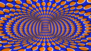 橙色和藍色橢圓形狀形成的催眠隧道，創造出3D光學錯覺。 — 幻覺 壁紙