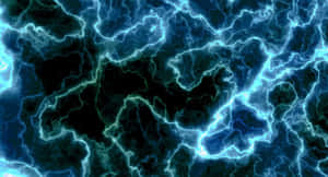 電光藍色閃電劃過黑暗背景，形成數位抽象圖案。 — 閃電麥坤 壁紙