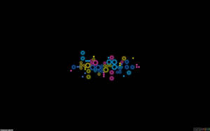 黑色背景上發光的霓虹圓圈抽象圖案 — 電玩遊戲 GIF 壁紙