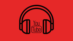紅色背景上帶有YouTube標誌的黑色耳機圖示 — YouTube 標誌 壁紙