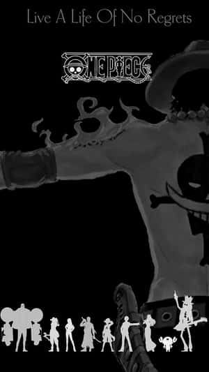 One Piece 動畫角色以黑白剪影呈現，附有勵志語句。 — 神鬼奇航 壁紙