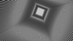 黑白幾何圖案以匯聚線條營造隧道錯覺。 — 幻覺 壁紙