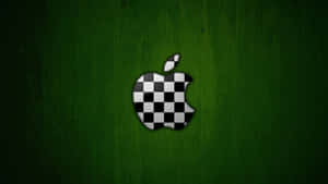 格紋圖案Apple標誌，綠色紋理背景 — 蘋果標誌 iPhone 壁紙