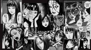 漫畫格展示扭曲的臉孔和恐怖表情，附有對話氣泡。