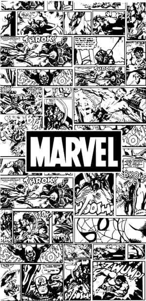 包含超級英雄和音效的Marvel漫畫面板。 — 漫威標誌 壁紙