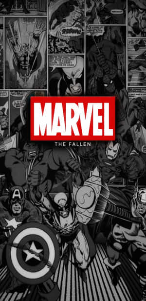 漫畫風格的Marvel超級英雄與紅色標誌 — 漫威標誌 壁紙