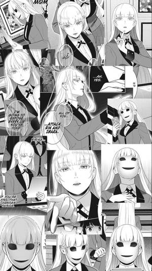 穿著校服的金髮女孩的漫畫面板，帶有強烈的表情和對話。 — 日本動漫 壁紙