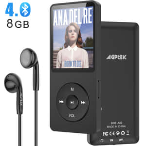 黑色AGPTEK MP3播放器連耳機，顯示Ana Delre專輯封面。 — 音樂 壁紙