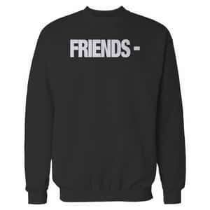 黑色衛衣，背面有白色 'FRIENDS -' 文字。 — Vlone 壁紙