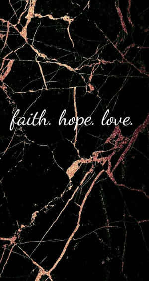 黑色大理石背景搭配金色紋理和白色文字 faith hope love — 玫瑰金美學 壁紙