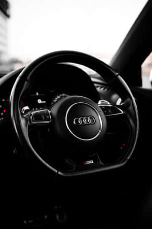 車內黑色奧迪S3方向盤的特寫。 — POCO Pad 壁紙