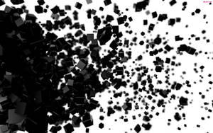 黑色立方體在白色背景上爆炸的數位抽象構圖。 — 抽象 壁紙