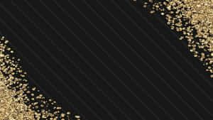 黑色背景，帶有斜紋和角落的金色亮片 — 黑色高畫質桌布 壁紙