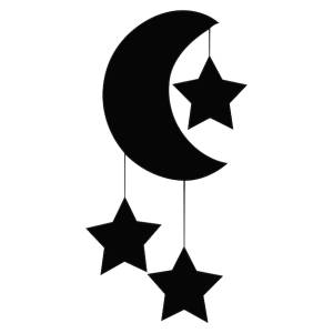 白色背景上的黑色月亮和星星懸掛裝飾