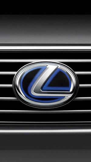 黑色格柵上帶有鍍鉻和藍色裝飾的Lexus汽車標誌 — 凌志 壁紙