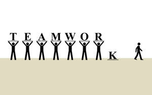 火柴人拼出teamwork，其中一個獨自離開。 — 字體排印 壁紙