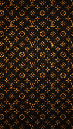 黑色皮革，帶有金色 Louis Vuitton 字母組合圖案壓印。