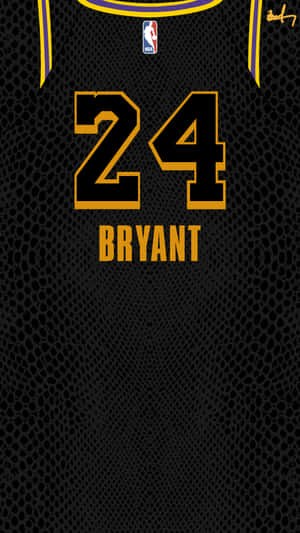 帶有金色24號碼和名字Bryant的黑色籃球球衣 — 科比· Bryant 壁紙
