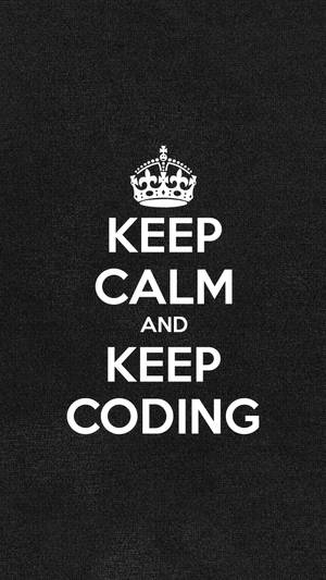 Keep calm and keep coding 帶皇冠的勵志文字 黑色背景 — 加拿大 iPhone 壁紙