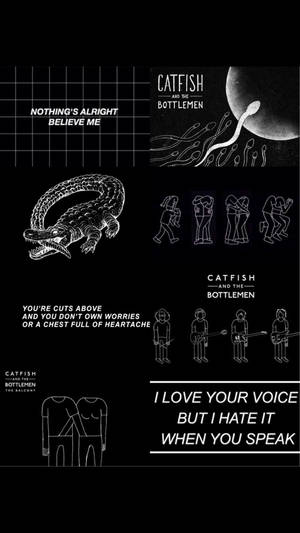 Catfish and the Bottlemen 的專輯藝術，以線條畫和歌詞為特色。