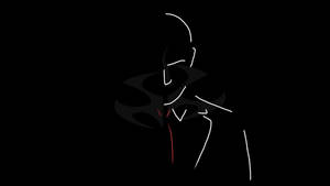 黑色背景上，一位身穿西裝、打紅色領帶的男士的極簡線條畫。 — 電玩遊戲 GIF 壁紙