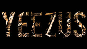 黑色背景上大膽的破碎金色文字YEEZUS — 肯伊·威斯特 壁紙