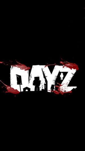 黑色背景上，帶有紅色血跡和殭屍剪影的白色文字「DAYZ」。 — 酷炫iPhone 壁紙