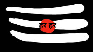 帶有紅色圓圈和印地語文字的抽象黑白圖形。 — Maa Durga 壁紙