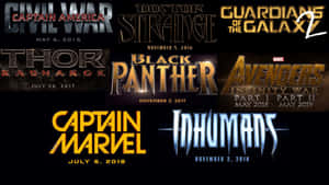帶有發行日期的Marvel電影標題標誌集合。 — 漫威復仇者聯盟 壁紙