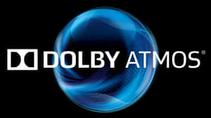 黑色背景上帶有發光藍色球體的Dolby Atmos標誌 — 4K 自然 壁紙