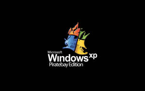 經過修改的Windows XP標誌，帶有火焰和Piratebay Edition文字，背景為黑色。 — 搞笑迷因 壁紙