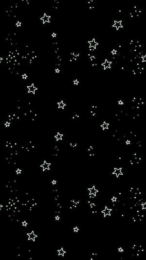 黑色背景搭配白色輪廓星星和點點，營造極簡夜空設計。 — 太空 壁紙
