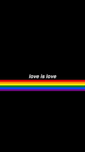 黑色背景配彩虹條紋及文字 love is love — Bugatti iPhone 壁紙