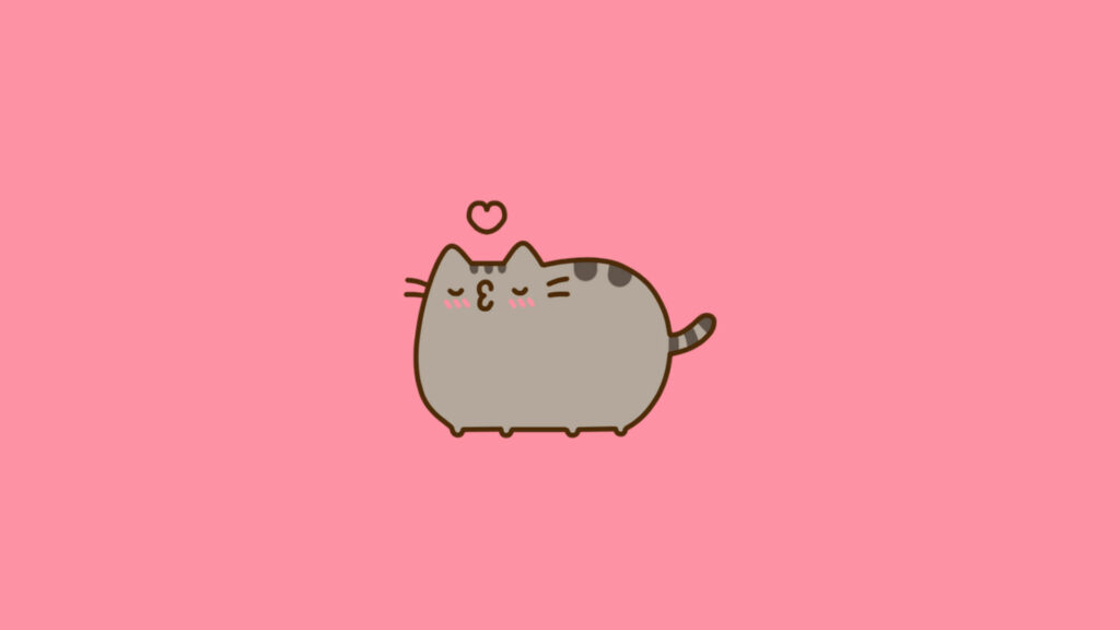Kawaii Laptop Gray Cat Wallpaper