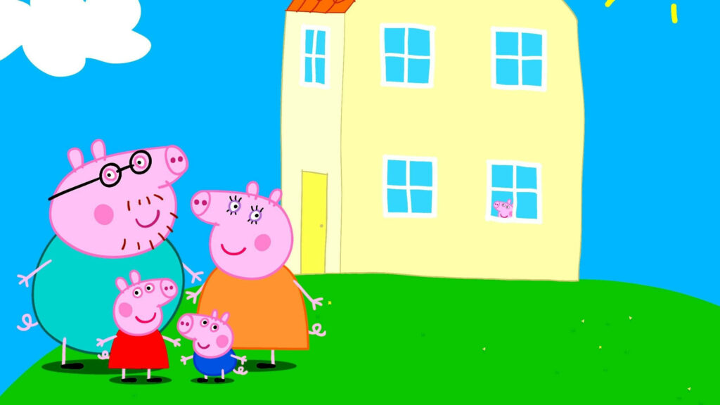 creepy peppa pig house wallpaper